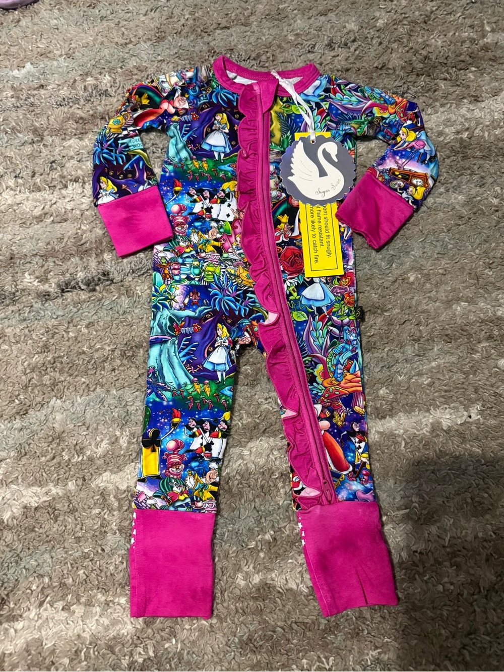 0/3 Sugar Swan Alice in Wonderland Bamboo Zippy *New with Tags*